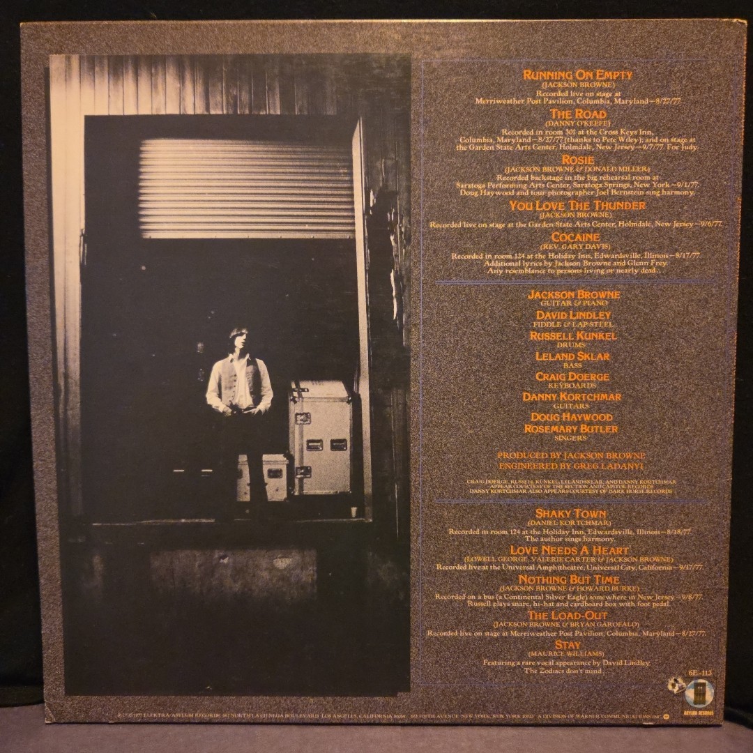 Jackson Browne ‎– Running On Empty • 6E 113B