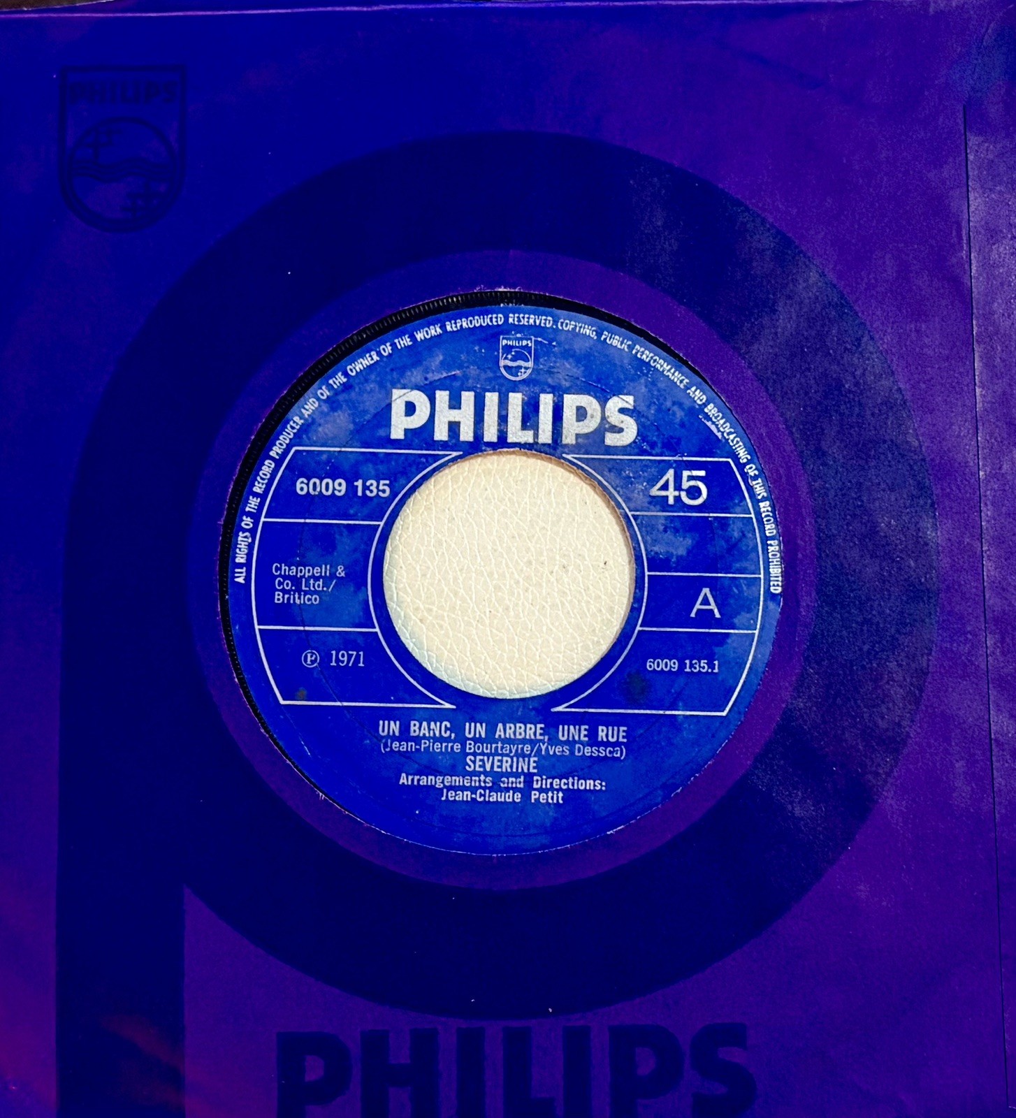 Eurovision MONACO 1971 SEVERINE Un Banc, Un Arbre, Une Rue – 7” single