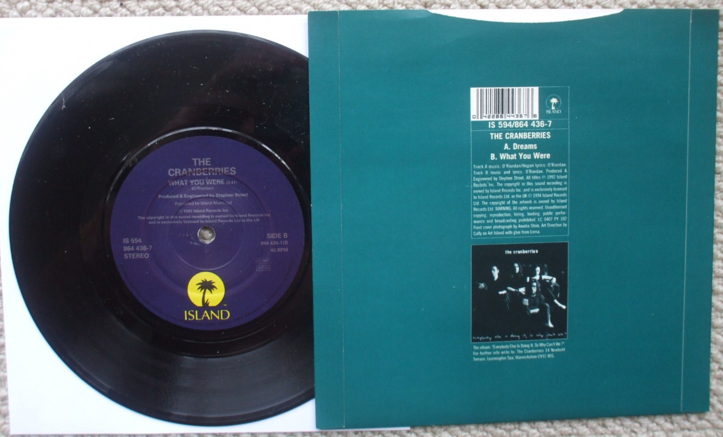 The Cranberries – Dreams / What You Were – EX- 45 + PS – RARE 1994
