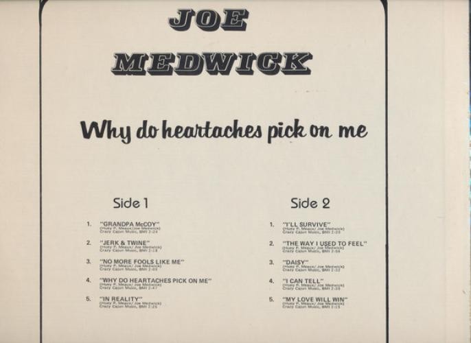 Joe Medwick – Why Do Heartaches Pick On Me (LP) (Near Mint (NM or M-))