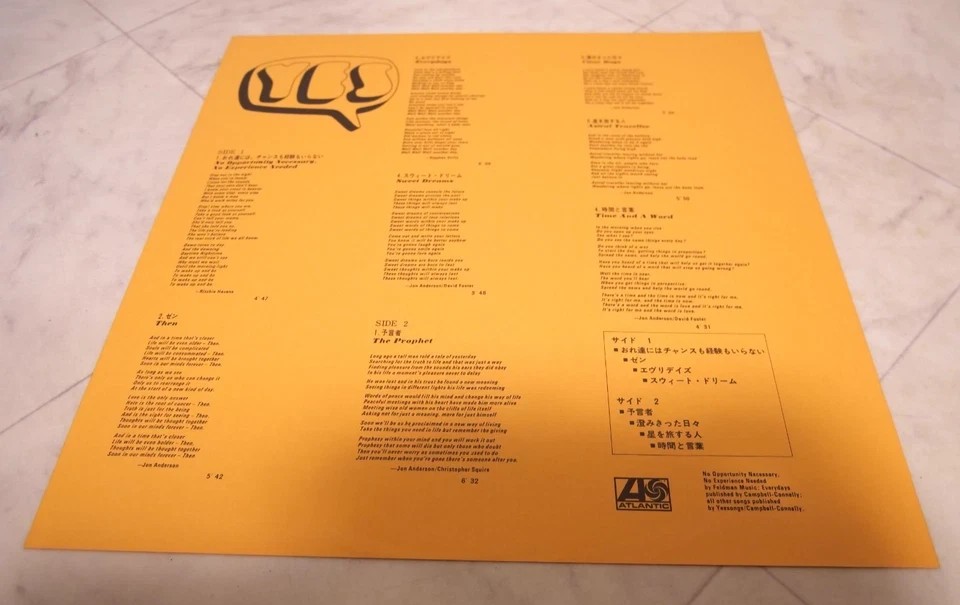 YES / TIME AND A WORD JAPAN ISSUE LP W/OBI, INSERT
