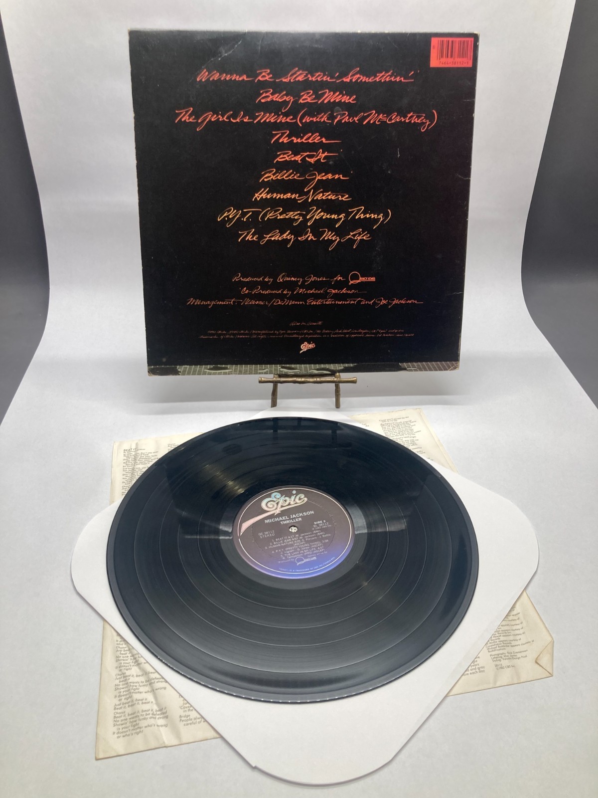 Michael Jackson Thriller Vintage Vinyl LP 1982 Epic Record QE 38112