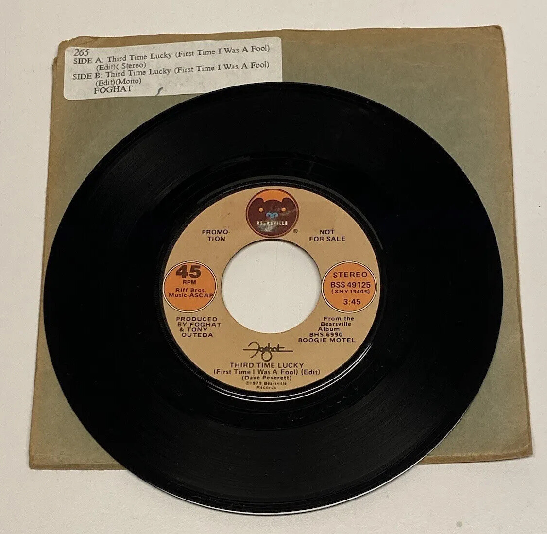 Foghat – Third Time Lucky First Time I Was A Fool Jukebox Vinyl 45 Stereo / Mono