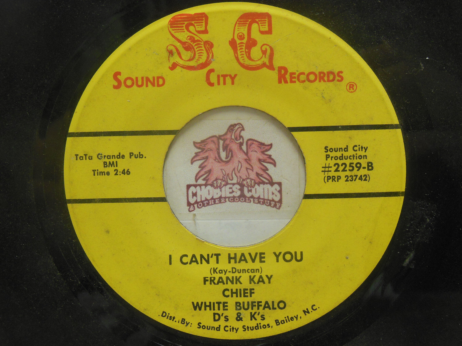 Frank Kay Chief White Buffalo – Puppet / I Can’t Have You, 45 RPM Fair/Low (22F)