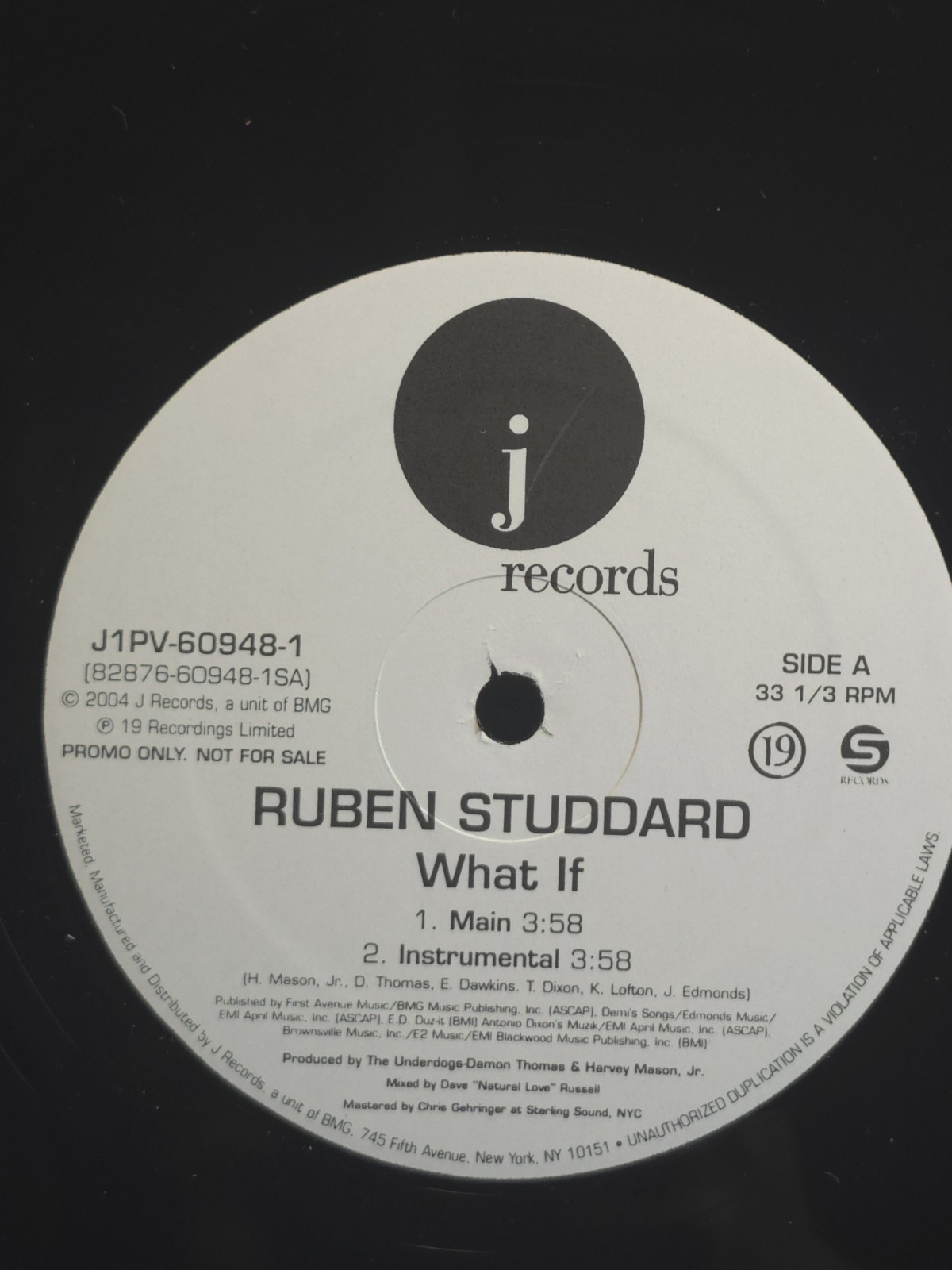 Ruben Studdard What If J Records 12″ Single
