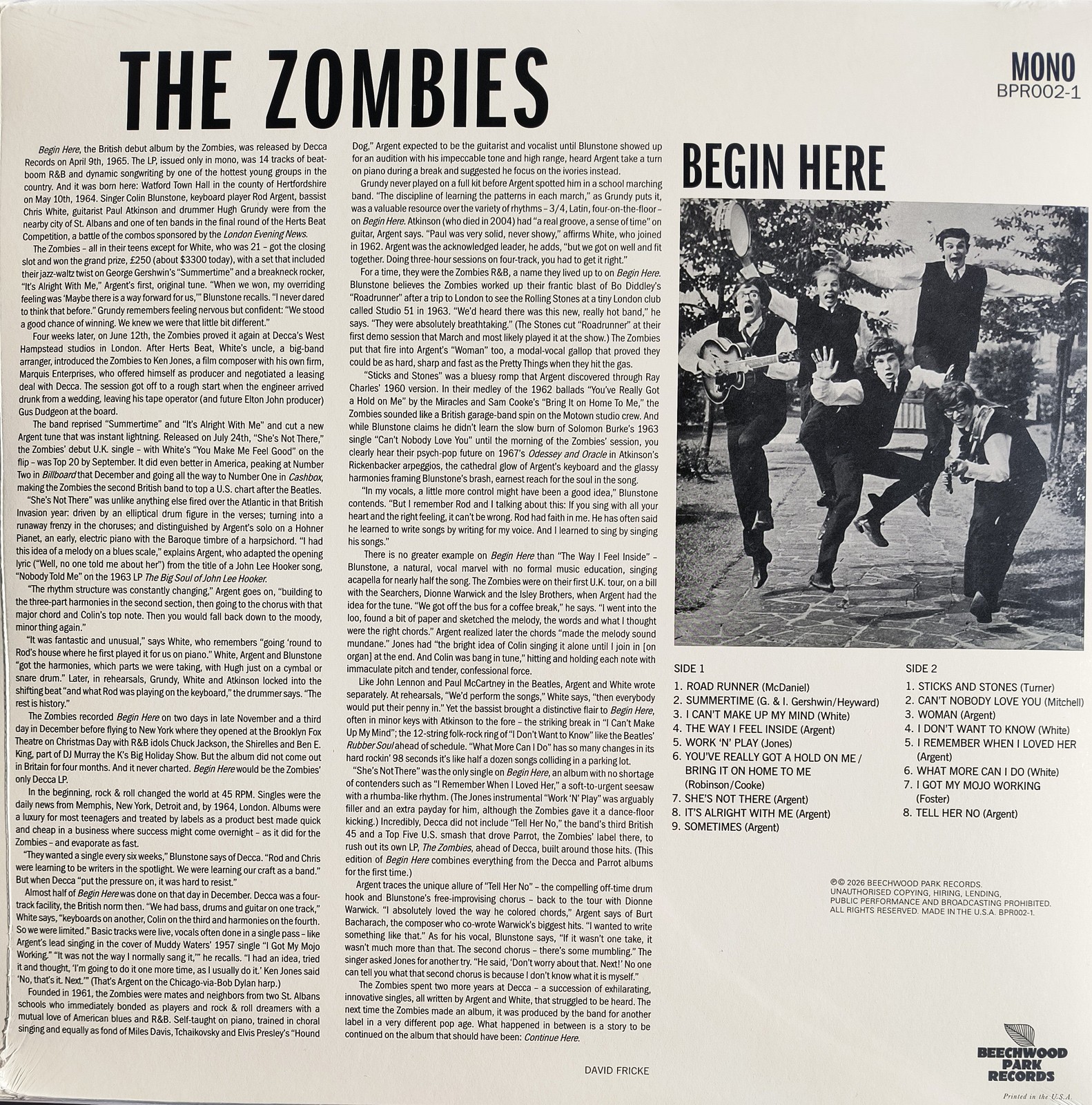 The Zombies – Begin Here | Clear LP | She’s Not There | Mono Remaster