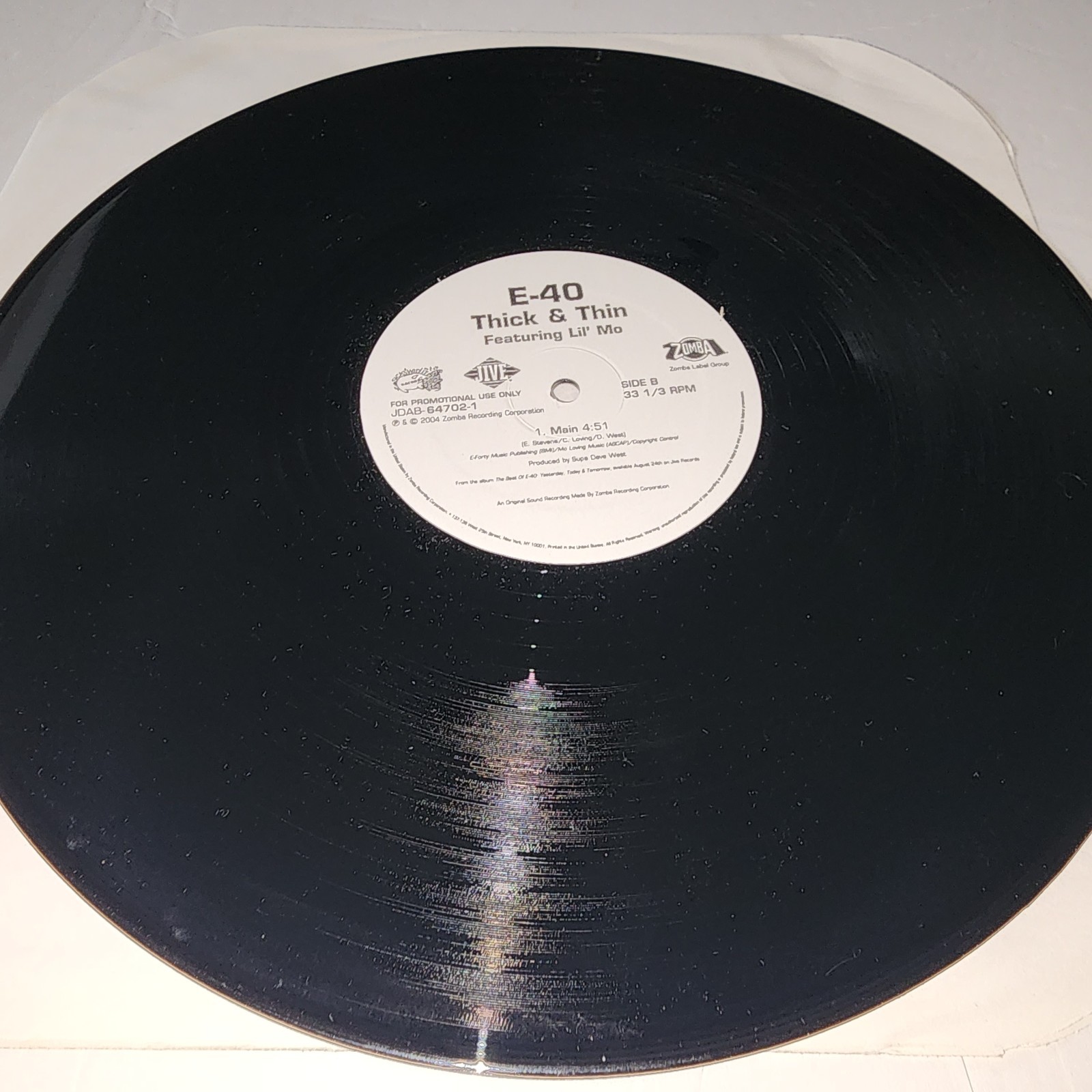 E-40 ‎– Thick & Thin 12″ Vinyl 2004 Jive ‎– JDAB-64702-1 Great Condition