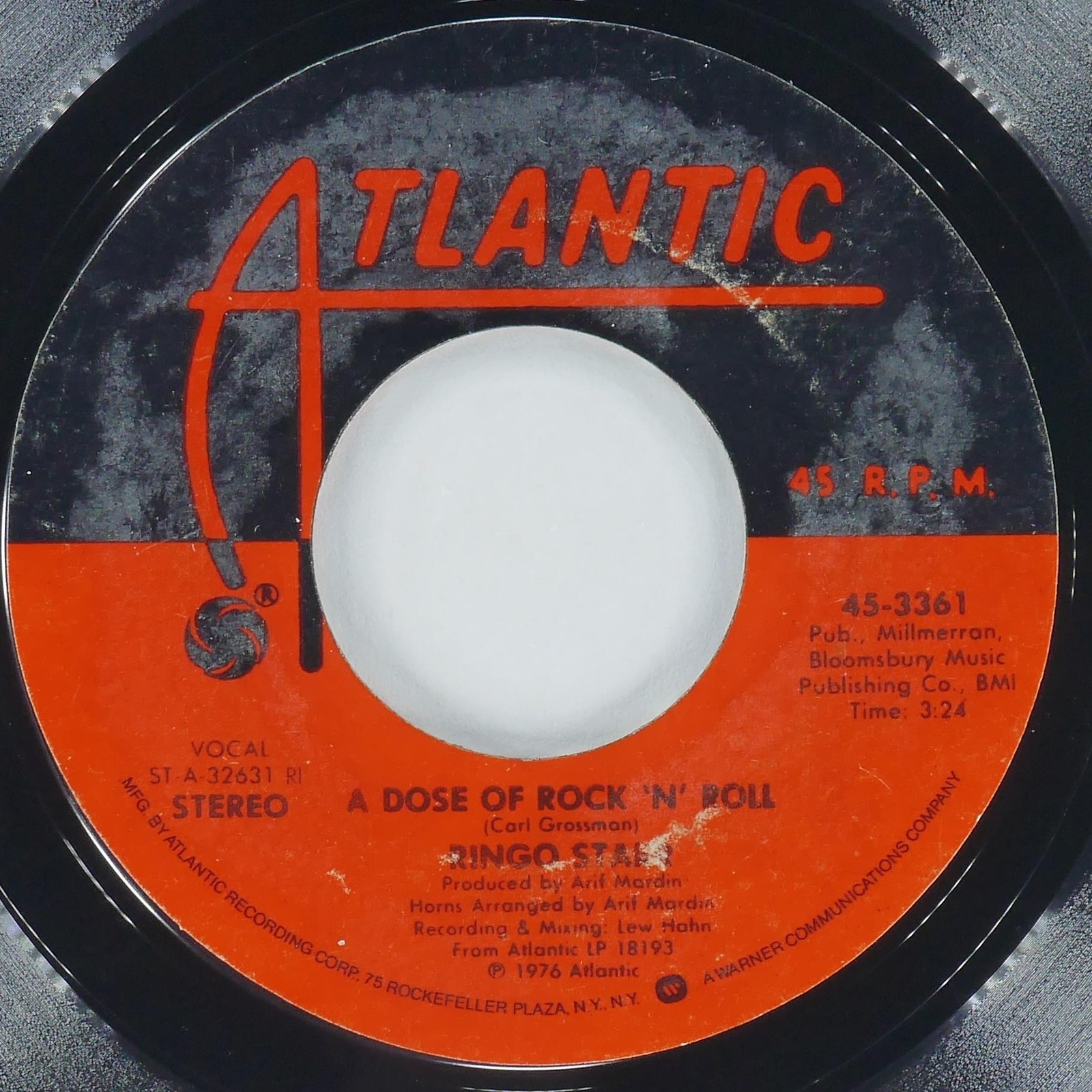 RINGO STARR A Dose Of Rock ‘N’ Roll ATLANTIC 45-3361 VG 45rpm 7″ 1976 Pop Rock