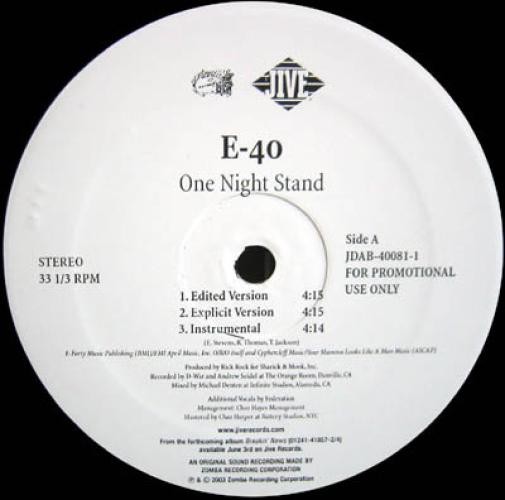 E-40, One Night Stand / Gasoline, (12″, Promo), NM or M-, 4107951870