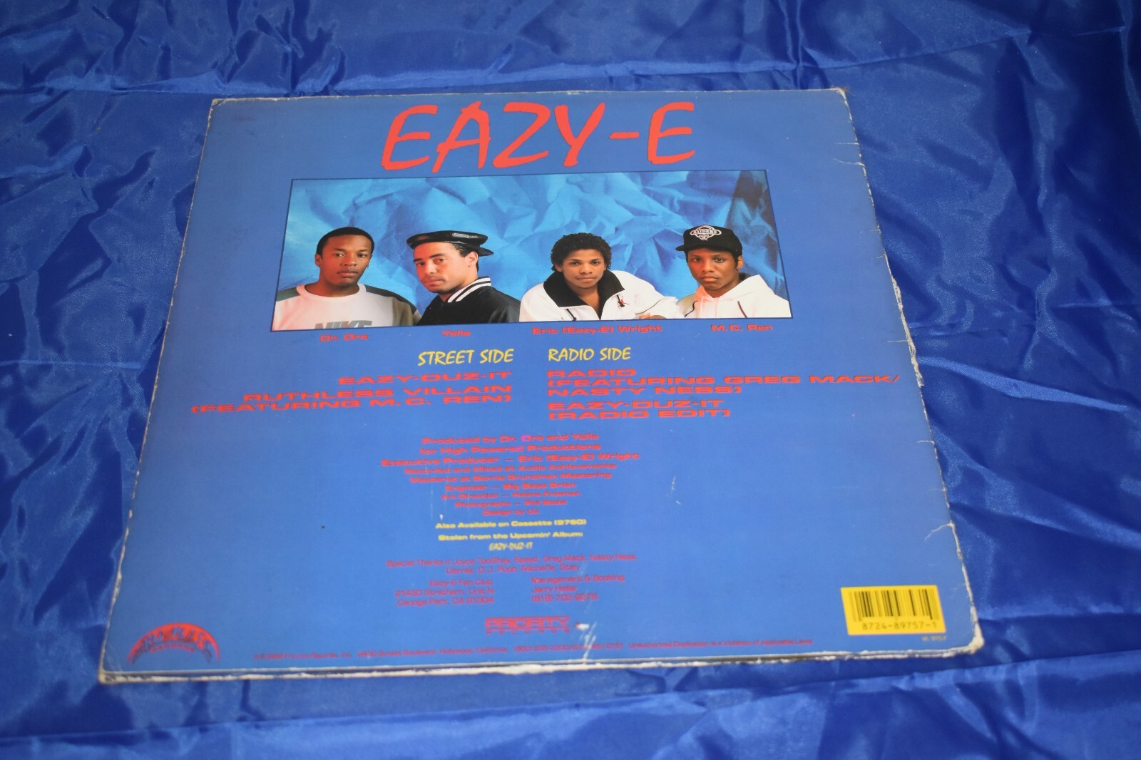 EAZY-E: Eazy-Duz-It 12″ Vinyl Record EP w/ Radio +Ruthless Villain 1988 P-3