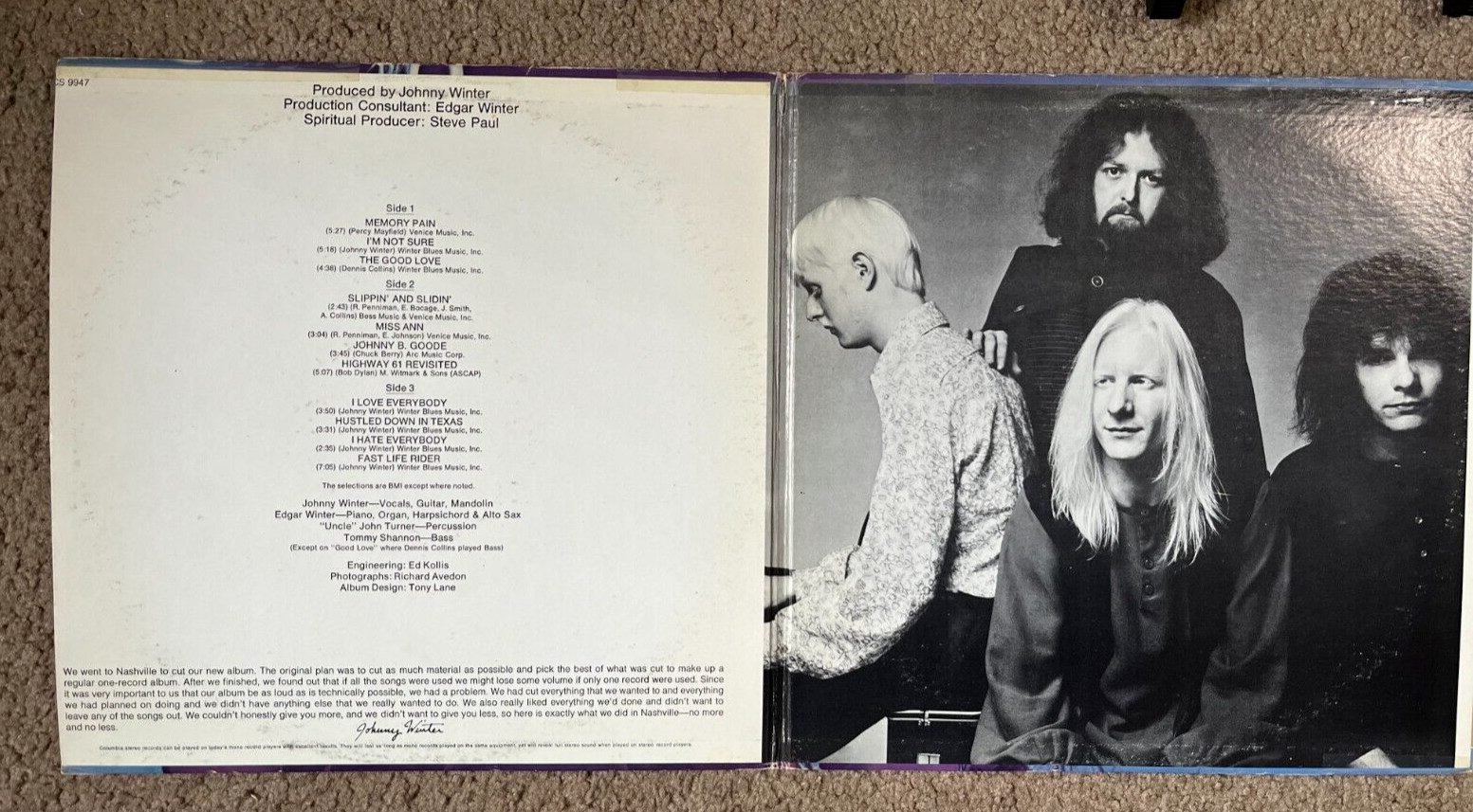 Johnny Winter Second Winter 1969 KCS9913 VG+ VG+ 1970 gatefold