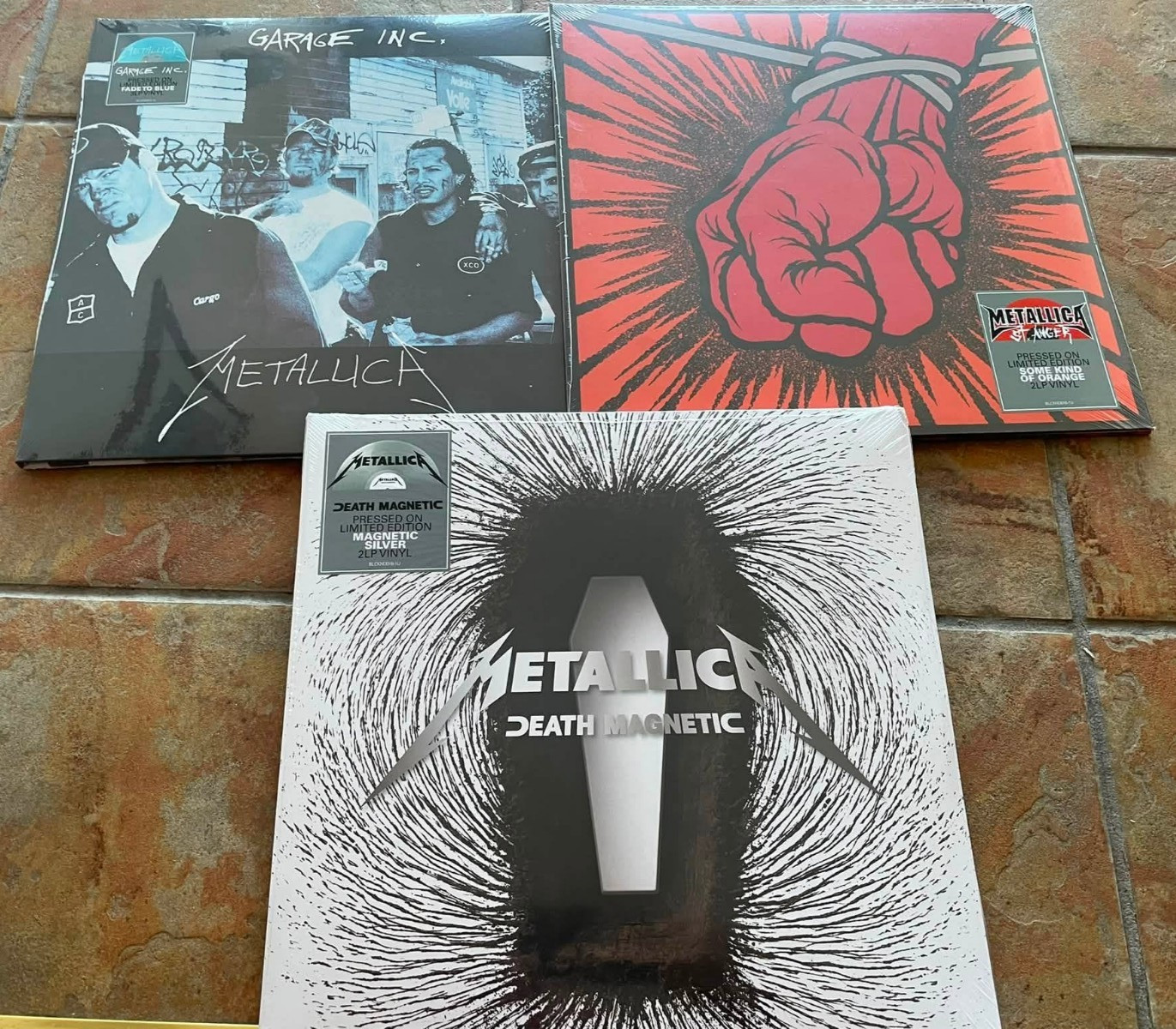 Metallica 3 x Coloured Vinyl LP Bundle Death Magnetic, Garage Inc & St Anger
