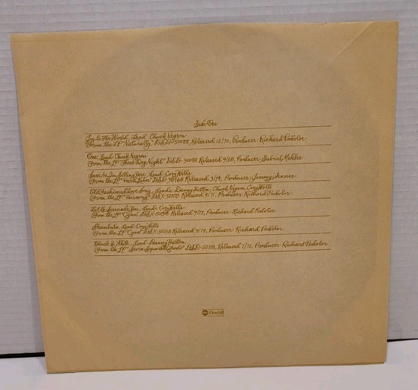 Three Dog Night Joy To The World Their Greatest Hits LP 1974 DSD-50178 1st Press