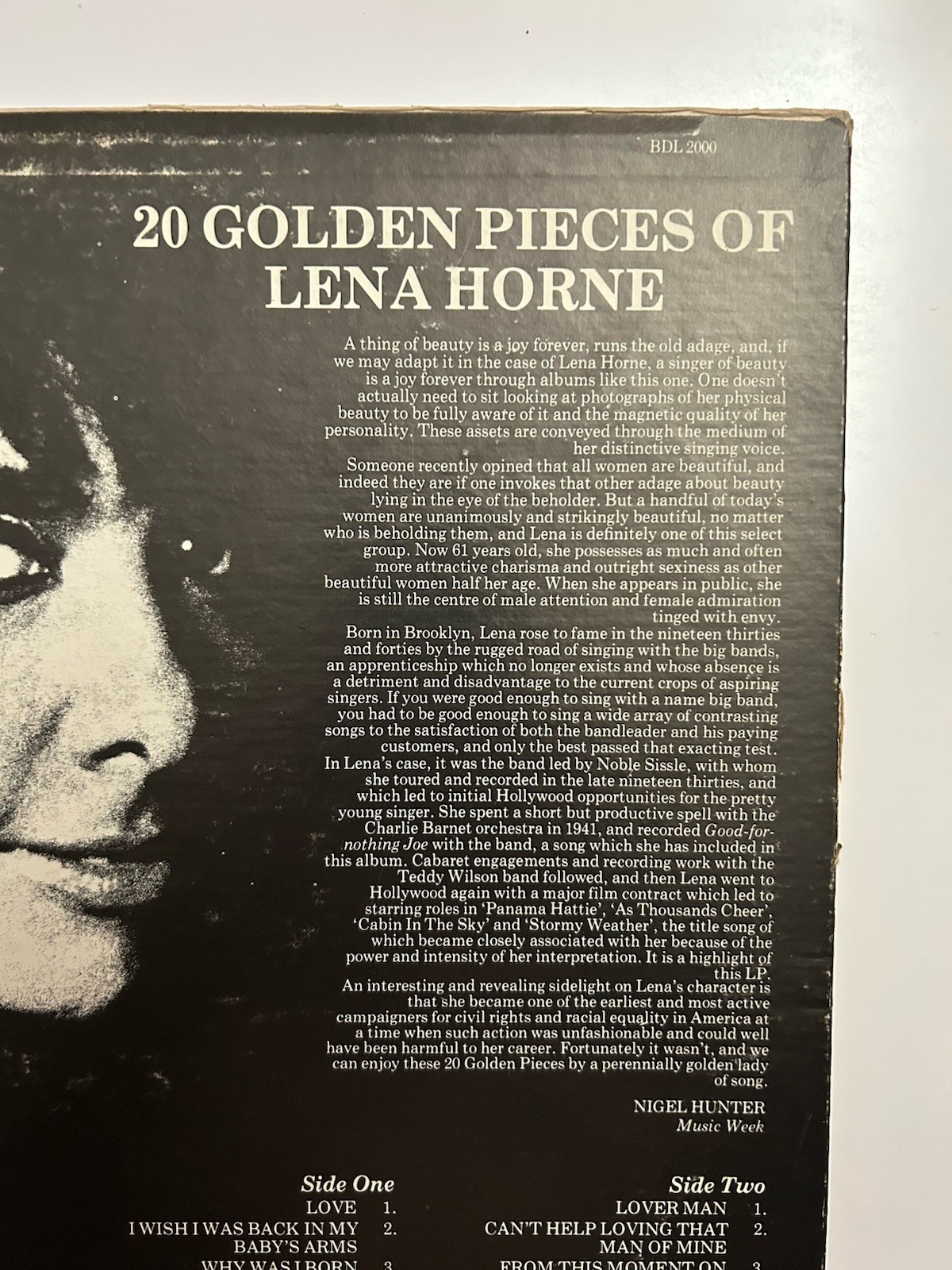 LENA HORNE 20 Golden Pieces Of Lena Horne Vinyl Record LP NM-/VG+ Pop Vocal Jazz