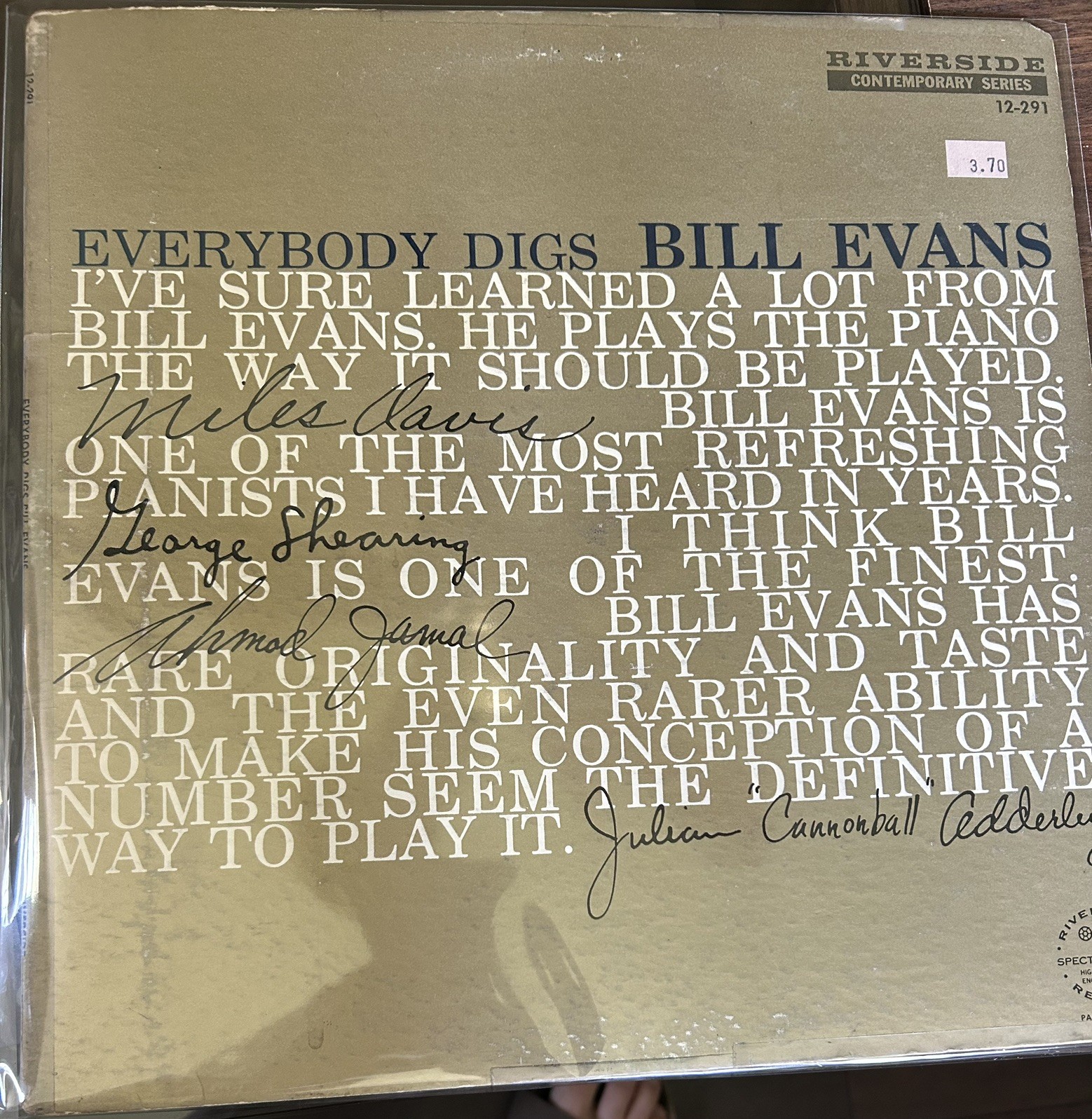Everybody Digs Bill Evans Trio 1959 Riverside OG Mono Philly Joe Jones Sam Jones