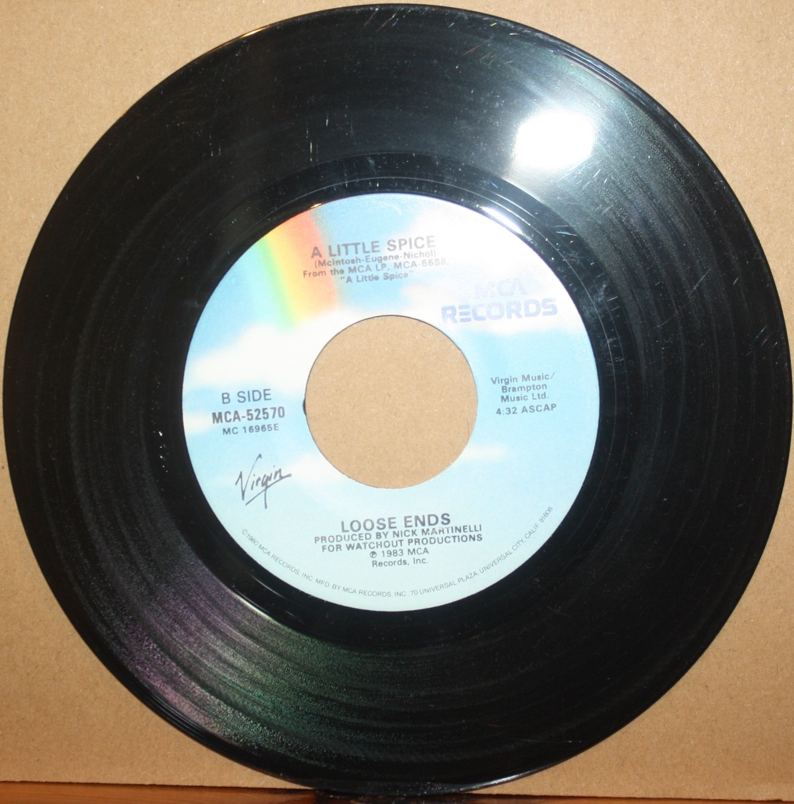 LOOSE ENDS **Hangin’ On A String** A LITTLE SPICE 80’s R&B 45 on MCA 52570