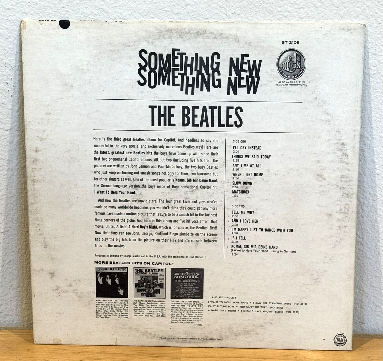 Vintage Beatles Something New Apple Label ST-2108 Stereo LP Vinyl Record Album
