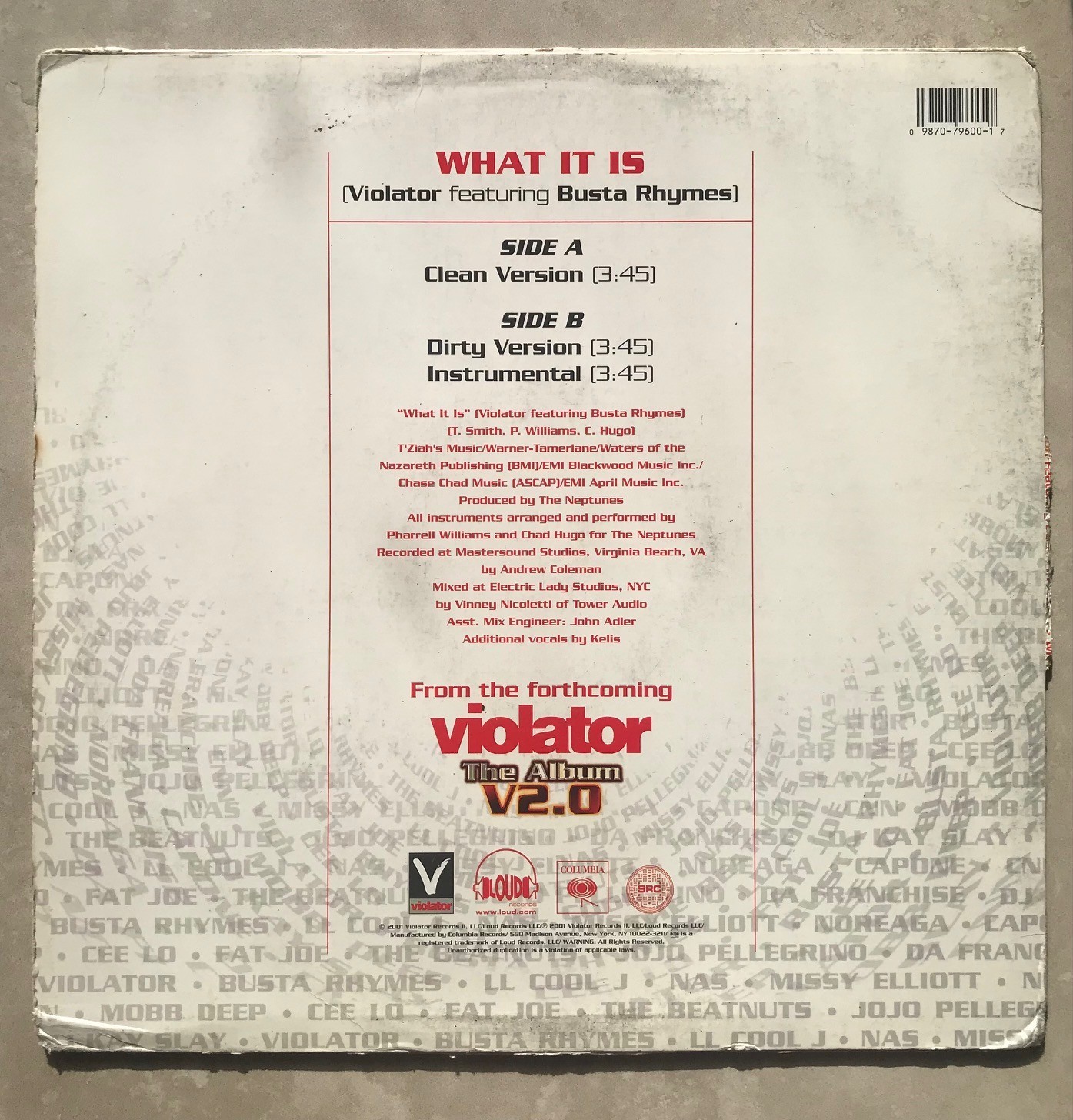 Busta Rhymes What It Is 12″ Violator Records Flipmode Squad The Neptunes