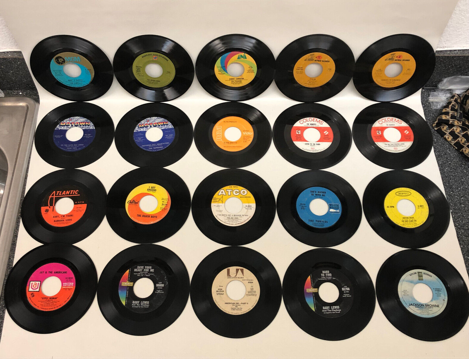 Lot of 24 Untested Assorted Artists 45 RPM Vinyl Records