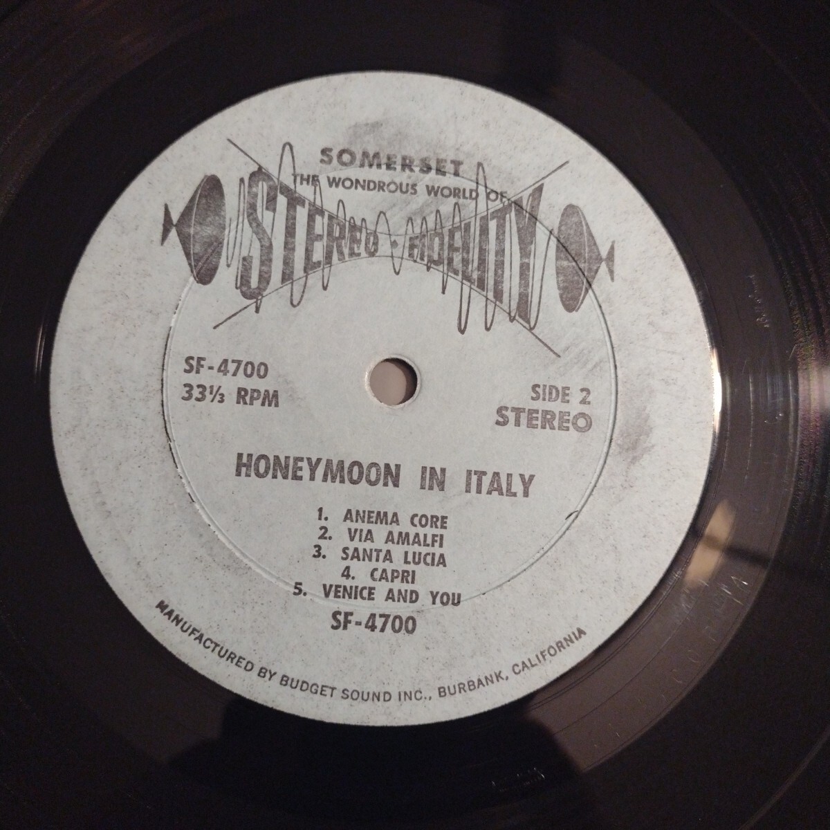 Roberto Rossani And His Orchestra ‎– Honeymoon In Italy (Vinyl LP 1959) Somerset