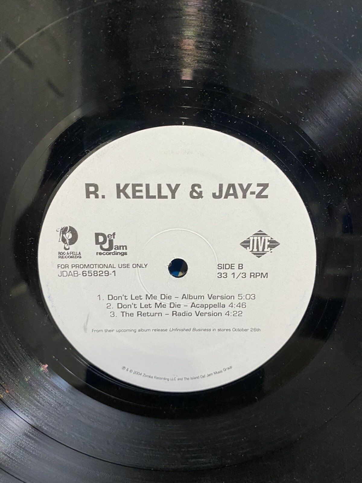 R KELLY JAY-Z DONT LET ME DIE HIP HOP 12″ DJ SINGLE VINYL RECORD