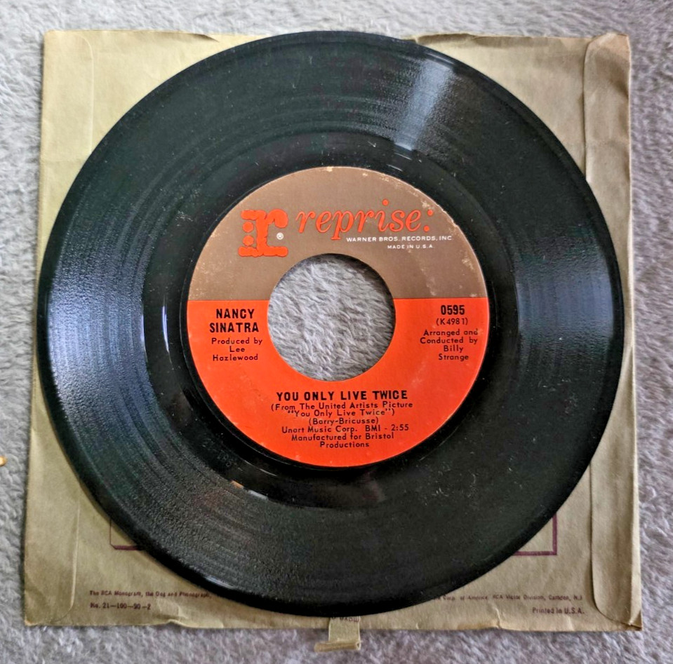 Nancy Sinatra Lee Hazlewood Jackson / You Only Live Twice 45 Reprise 0595 USA VG