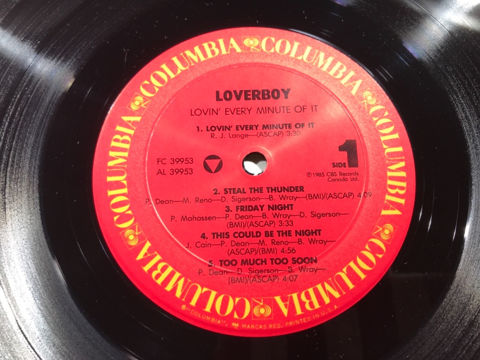 L3-5 LOVERBOY Lovin’ Every Minute Of It … 1985 … FC 39953 – RECORD – ROCK