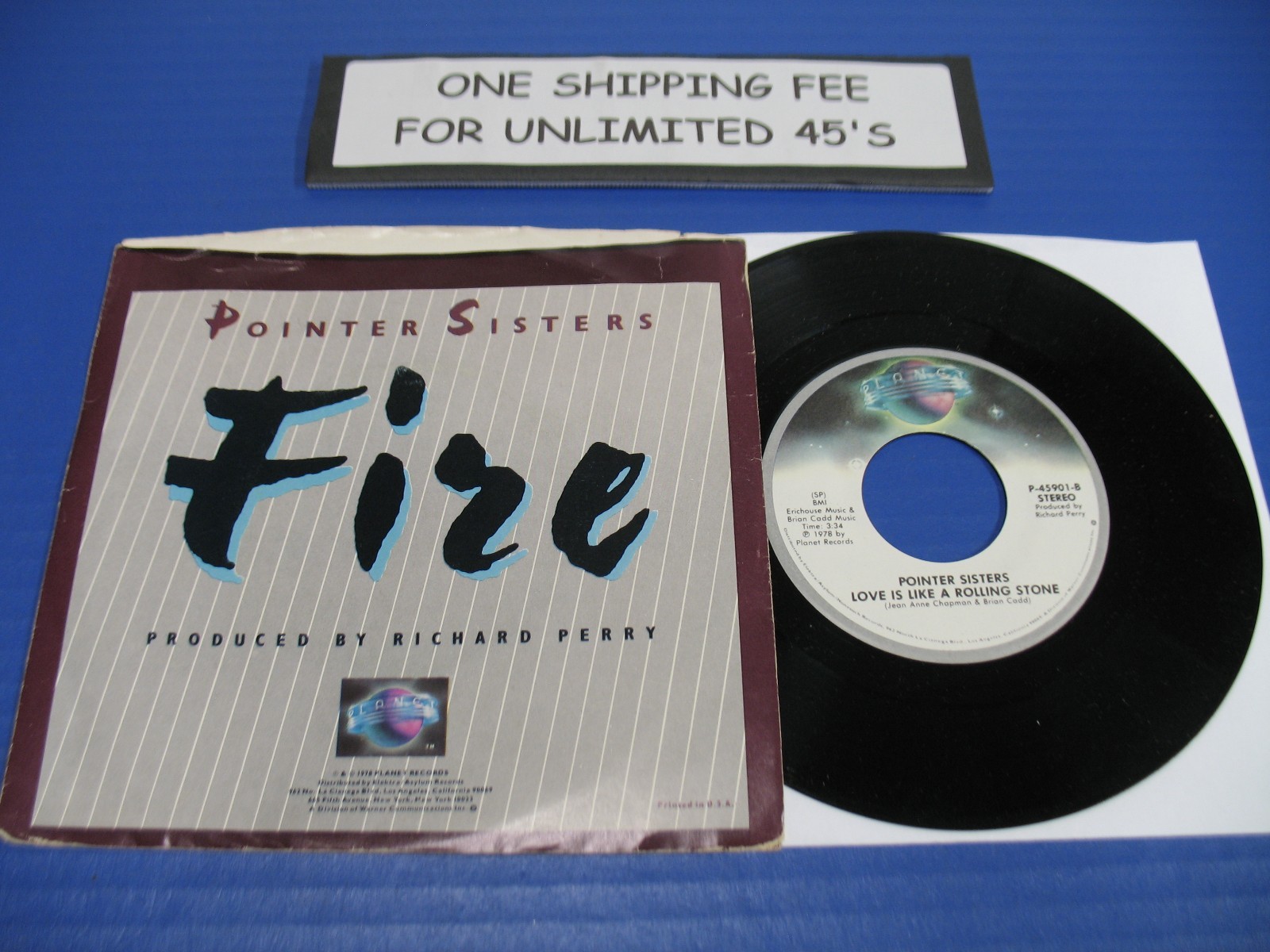 Pointer Sisters – Fire /Love Is Like – 70s Soul Dance 45 RPM w/ Pic Sleeve VG+