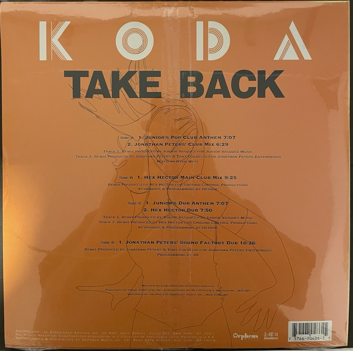 Koda- Take Back- Double 12″ Vinyl Singles (Orpheus) (2001) – New Sealed