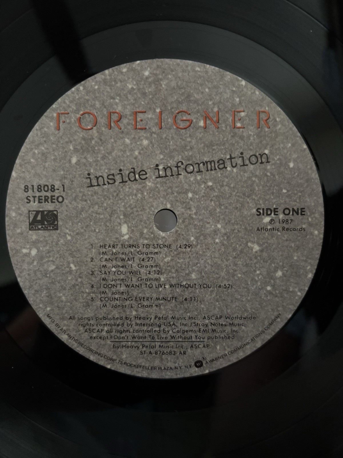 Foreigner Inside Information LP 1987 Atlantic 81808-1 Sterling DMM Vinyl