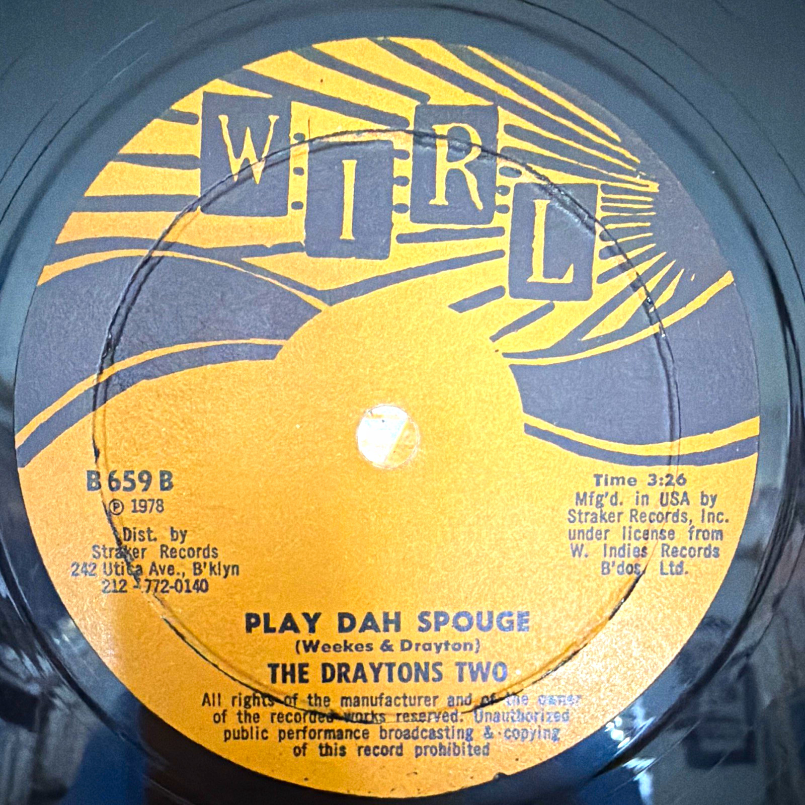 The Draytons Two “It Was Written Down / Play Dah Spouge” Vinyl Single (1978)