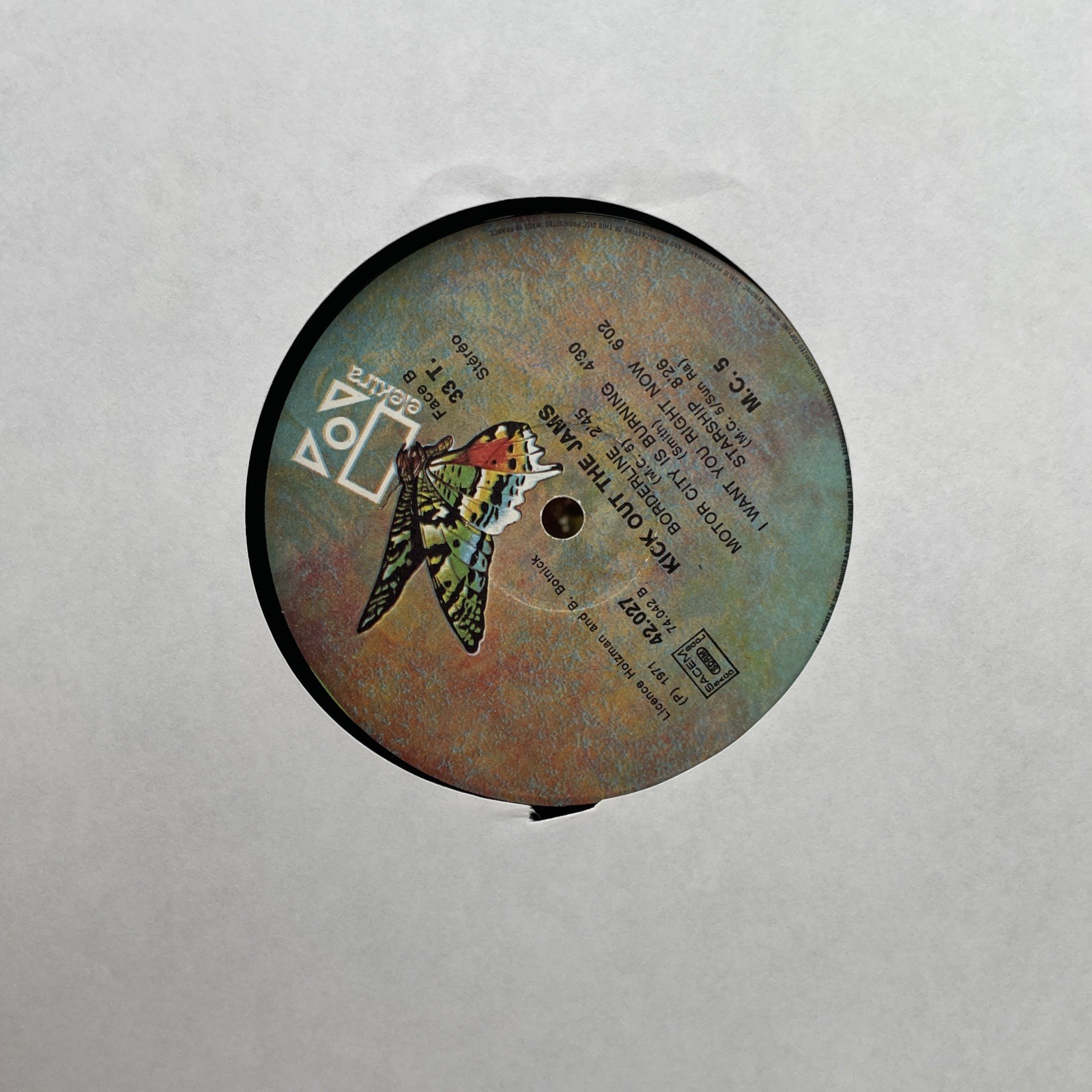 MC5 – Kick Out The Jams LP (1969) French A/B Press Elektra 1975 RE Vinyl is EX