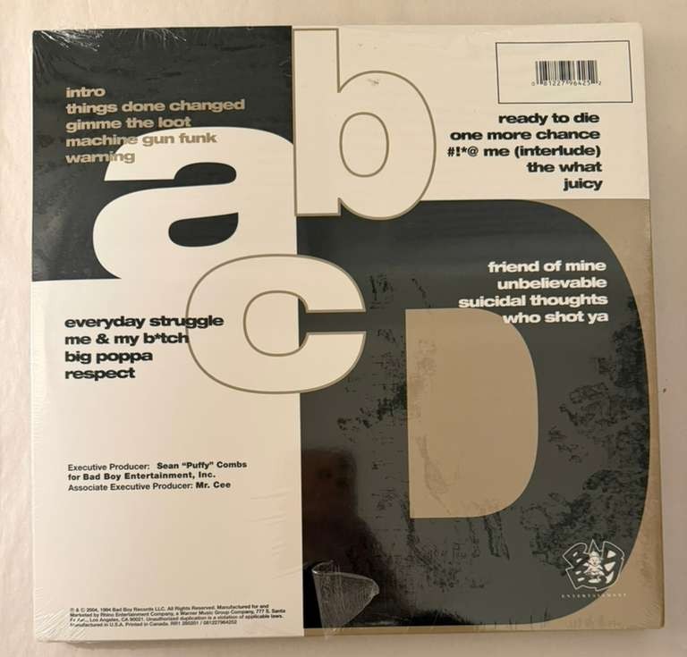 THE NOTORIOUS B.I.G. – READY TO DIE – VINYL 2LP 2004 BAD BOY RECORDS – NEW – A3