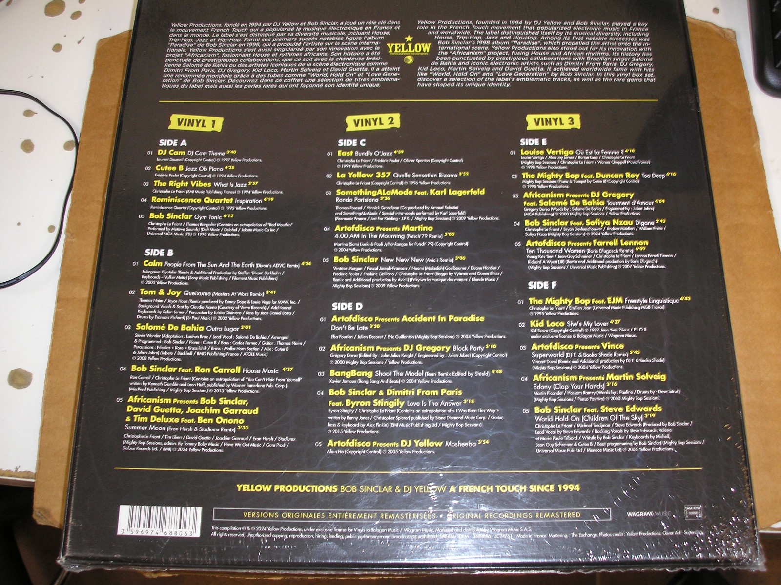 Bob Sinclair & DJ Yellow – Yellow Productions triple LP box set new sealed house