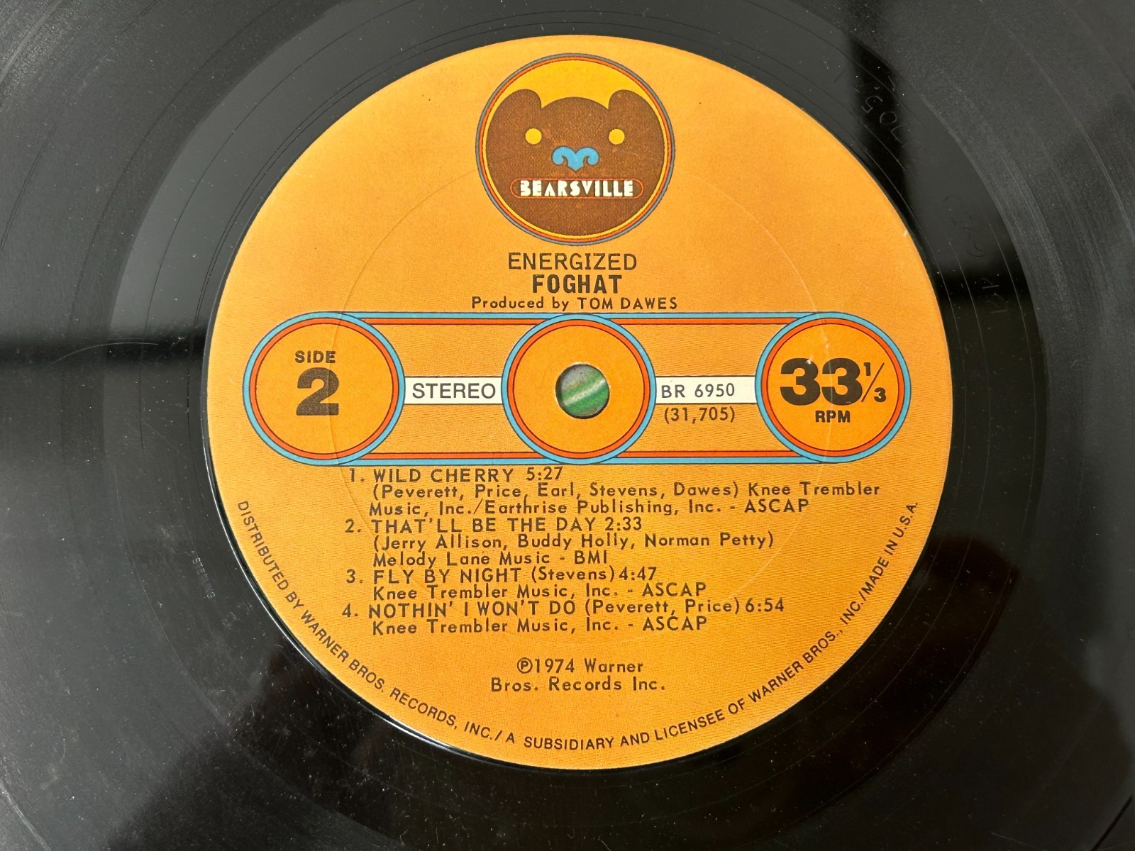 Foghat Energized LP 1974 Bearsville BR 6950 VG Vinyl Classic Rock Free Shipping