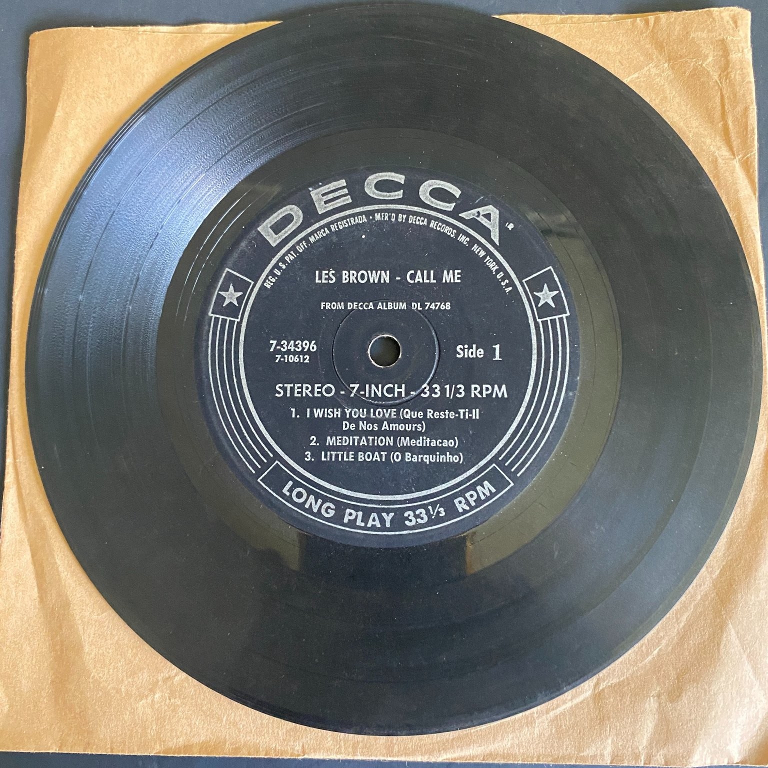 Les Brown – Call Me EP Record 1966 Decca Easy Listening Jazz 33 RPM