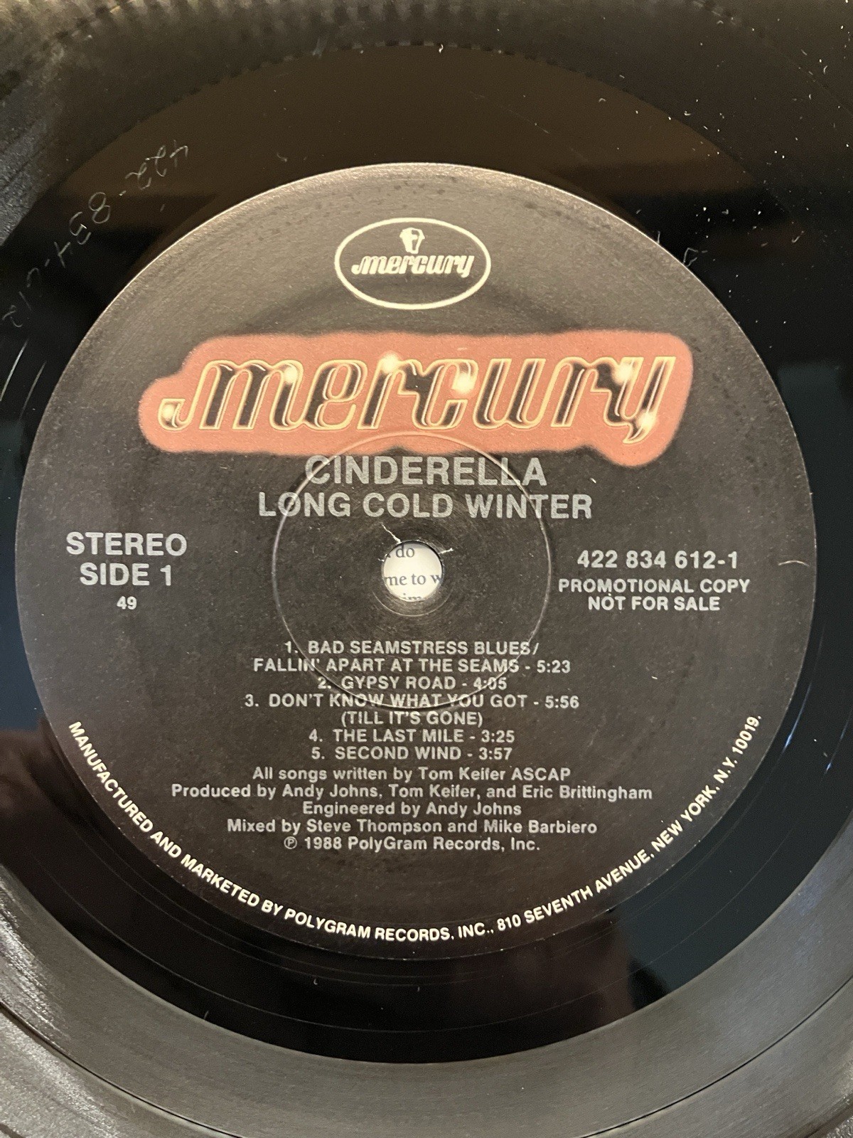 Cinderella – Long Cold Winter ; 1988 PROMO LP VINYL VG++