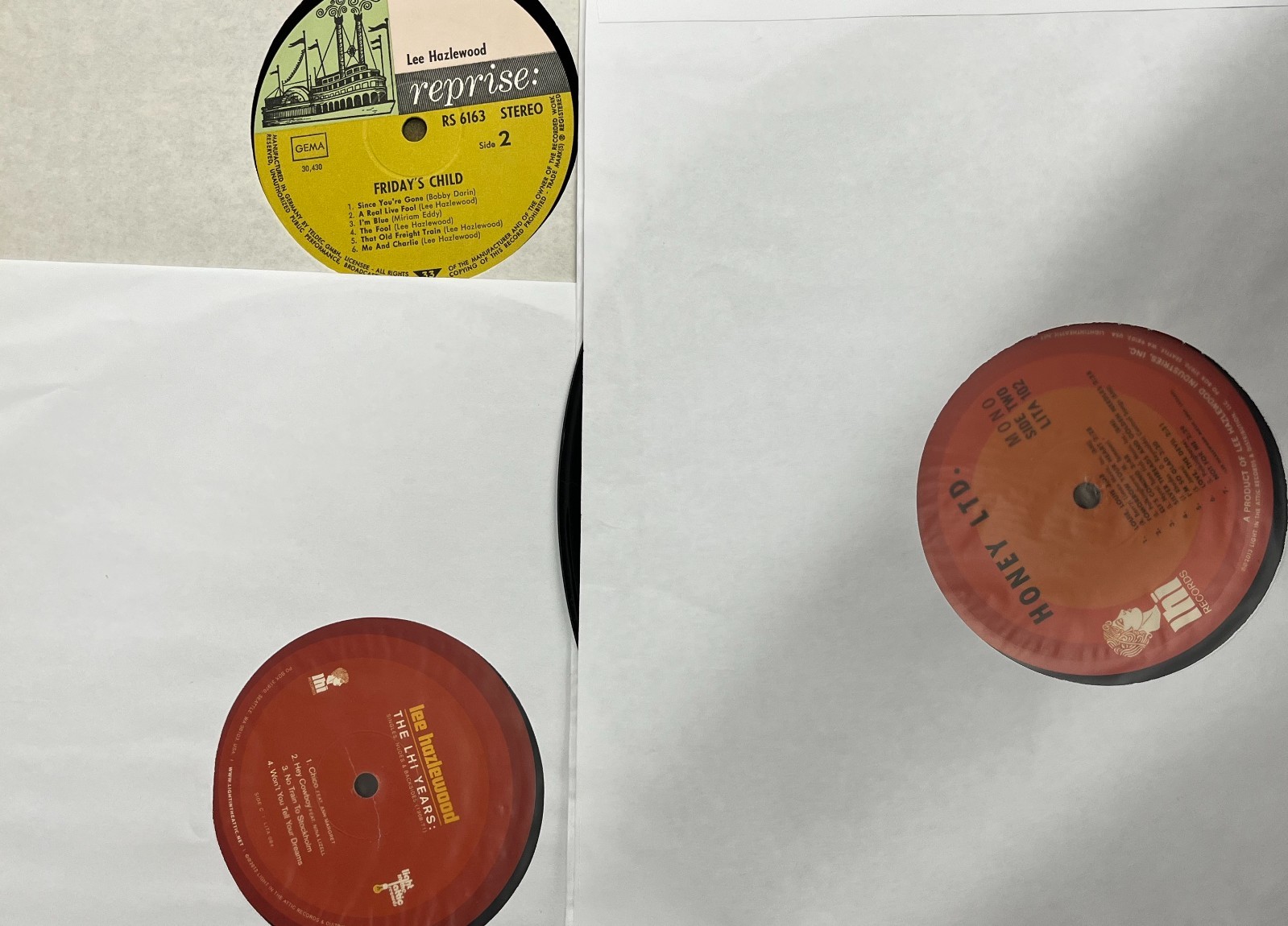 LEE HAZLEWOOD LP LOT – SINGLES & BACKSIDES/HONEY LHI COMPLETE/CAUSE/CHILD vinyl