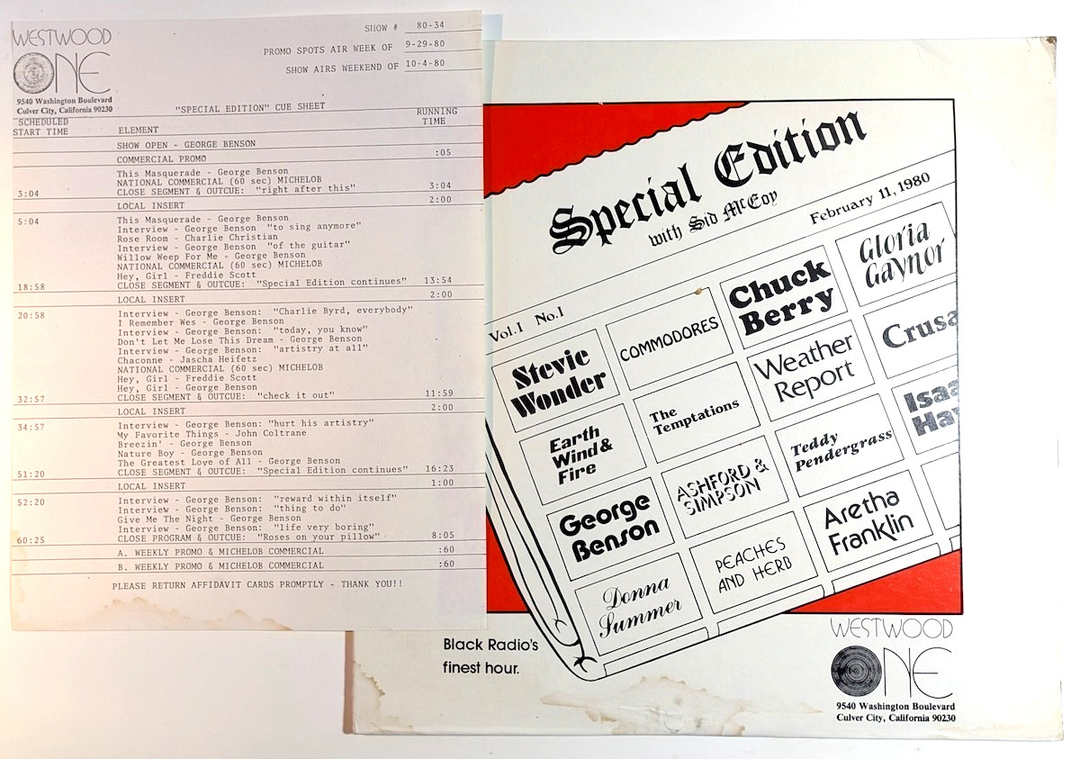 George Benson Westwood One Special Edition Sid McCoy 1980 Radio LP w/ Cue Sheets