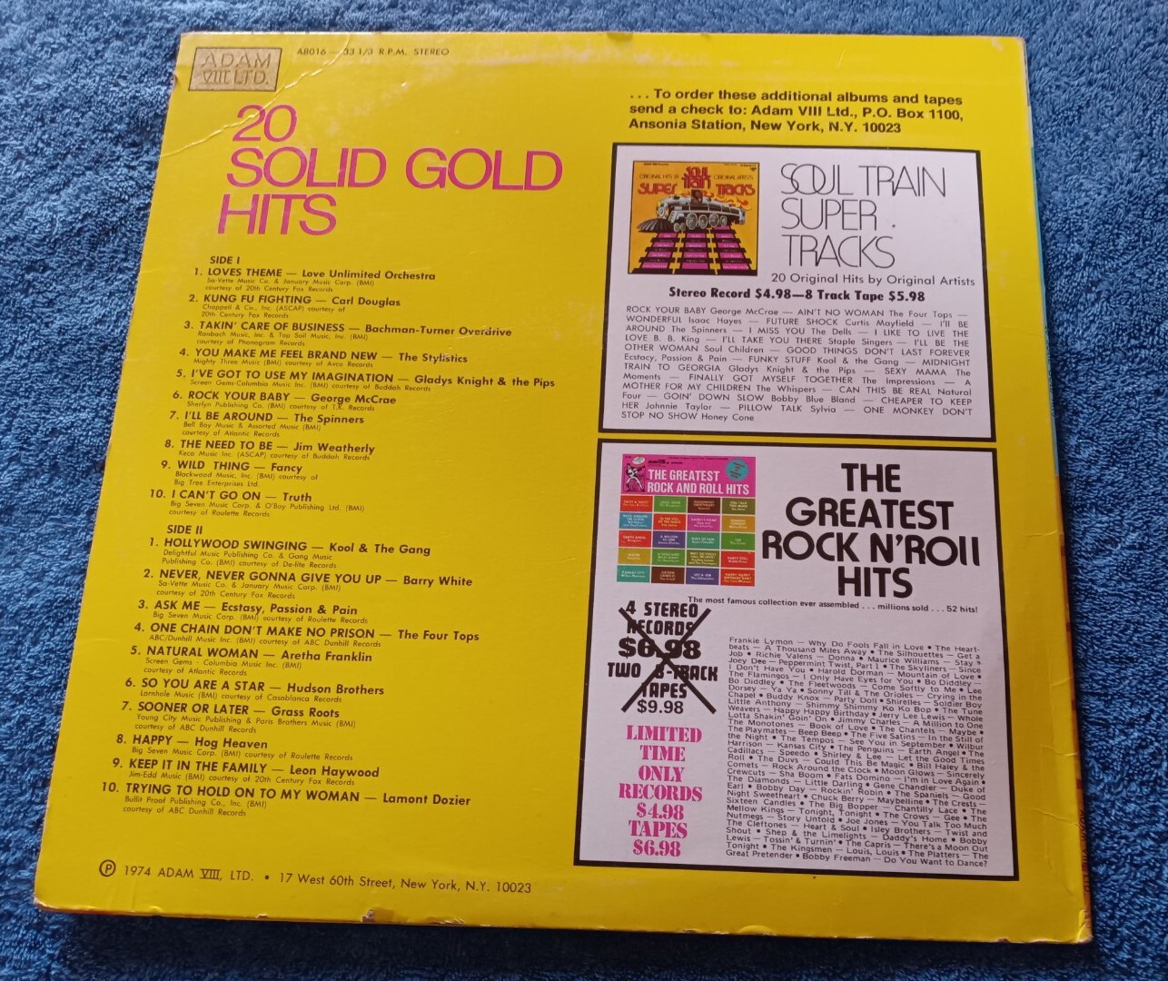 20 Solid Gold Hits LP Various Artists 1974 Adam VIII Ltd Grassroots Spinners