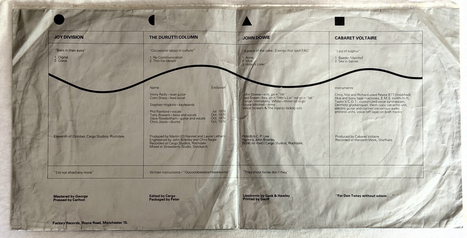 A FACTORY SAMPLE – Very Rare Original Double 7” Featuring Joy Division FAC-2