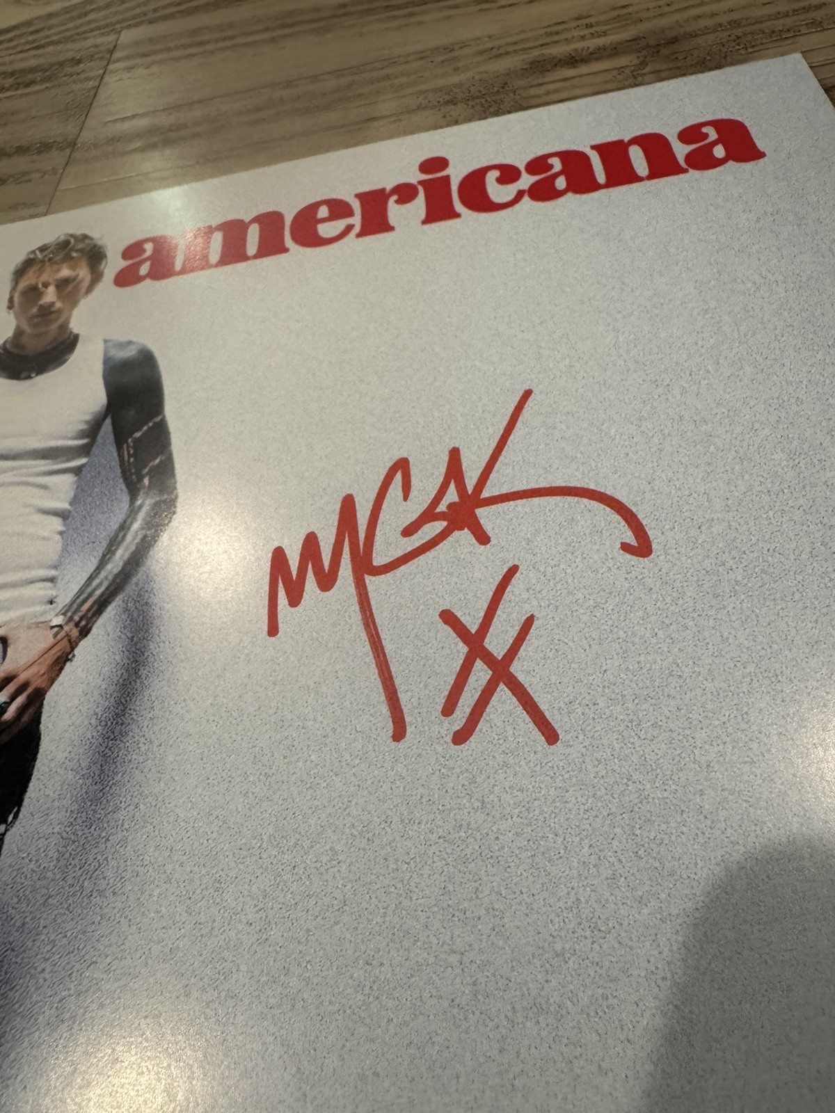 SIGNED Lost Americana Insert Red/White Vinyl – AUTOGRAPHED Machine Gun Kelly MGK