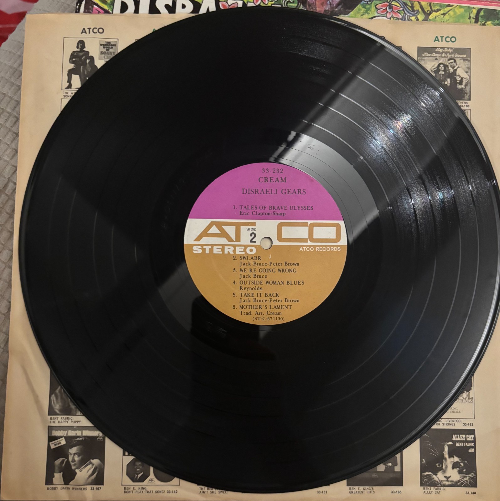 Cream Disraeli Gears LP SD 33-232 ATCO Stereo Eric Clapton VG+ Vintage Vinyl