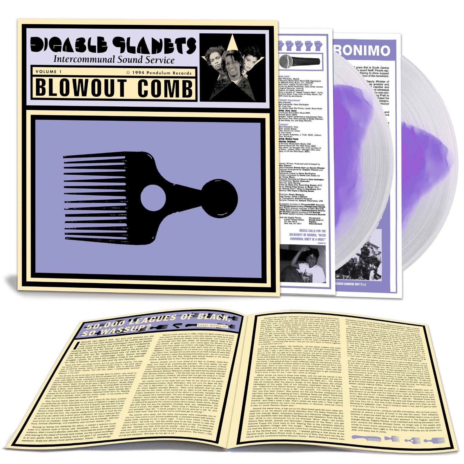 * DIGABLE PLANETS – Blowout Comb Ltd 2LP CLEAR + PURPLE COLOR VINYL New! Bend!