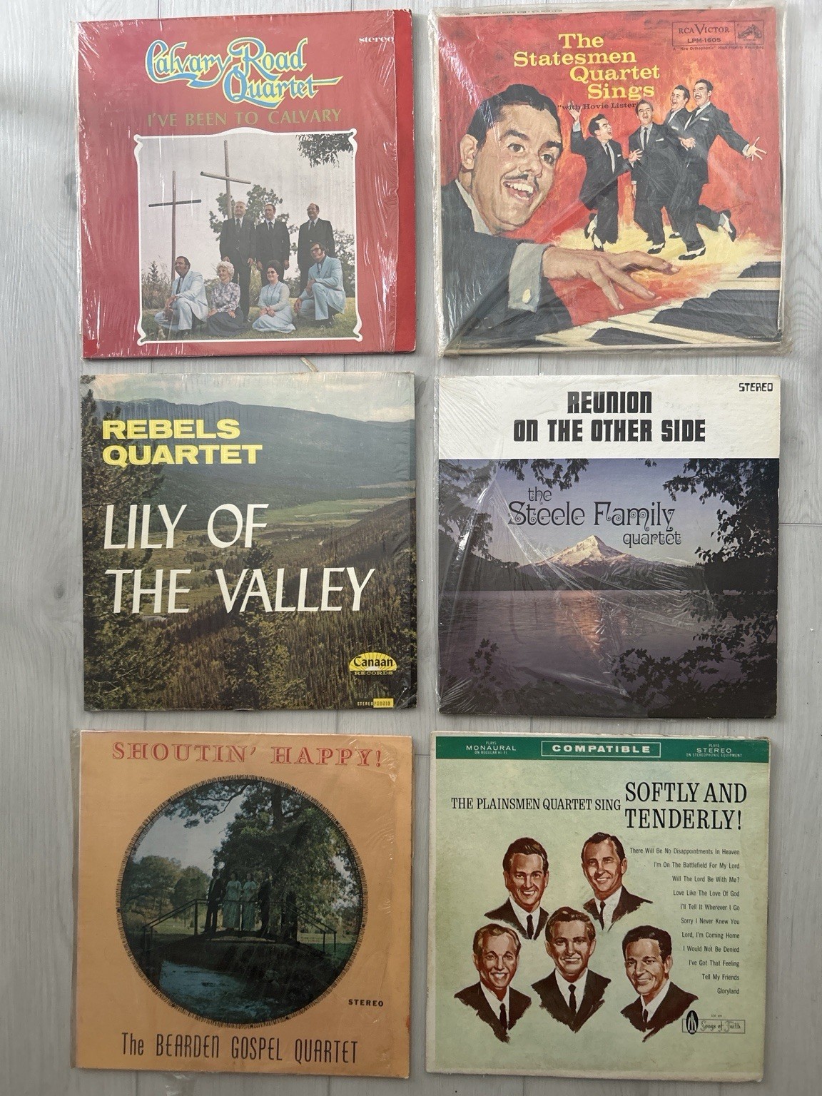 Southern Gospel Quartet 6 LP Lot Statesmen Rebels Plainsmen Calvary Road Bearden