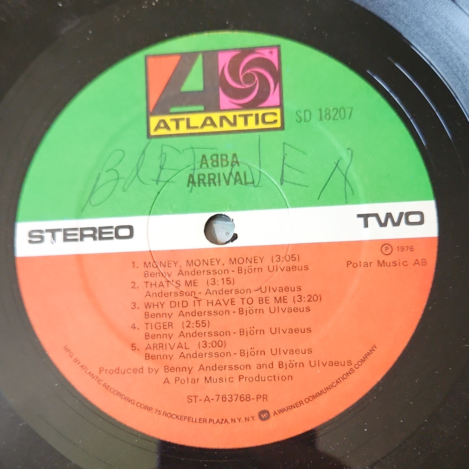 ABBA Arrival Atlantic Records SD 18207 1976 1st Press Vinyl LP Album