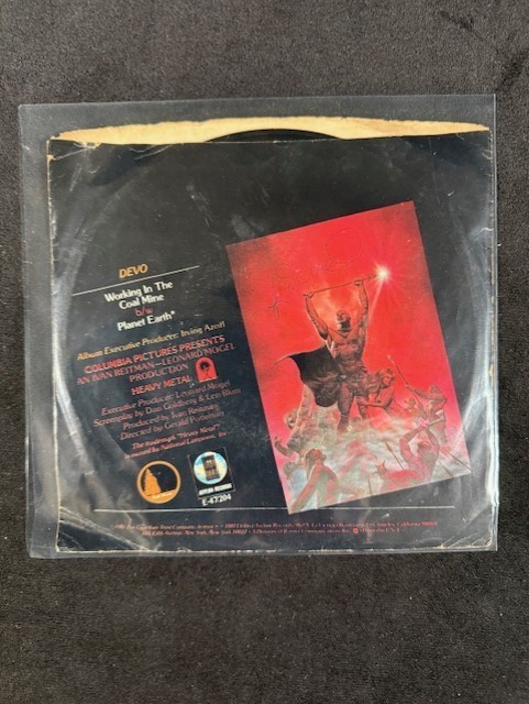 DEVO ~ Heavy Metal ~ Working in the Coal Mine/Planet Earth 7″ 45 w P/S G+/G+