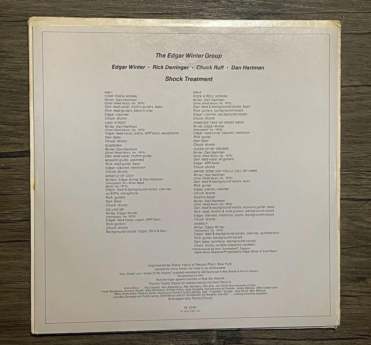 THE EDGAR WINTER GROUP SHOCK TREATMENT EPIC (VG) PE-32461 LP VINYL RECORD
