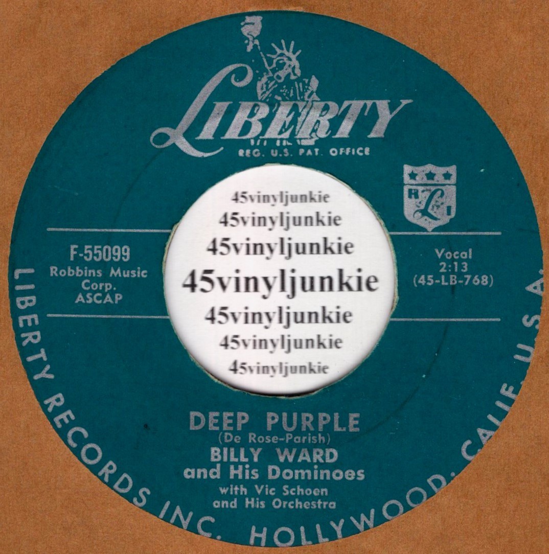 Billy Ward and the Dominoes NM 45 rpm “Deep Purple” on Liberty Records
