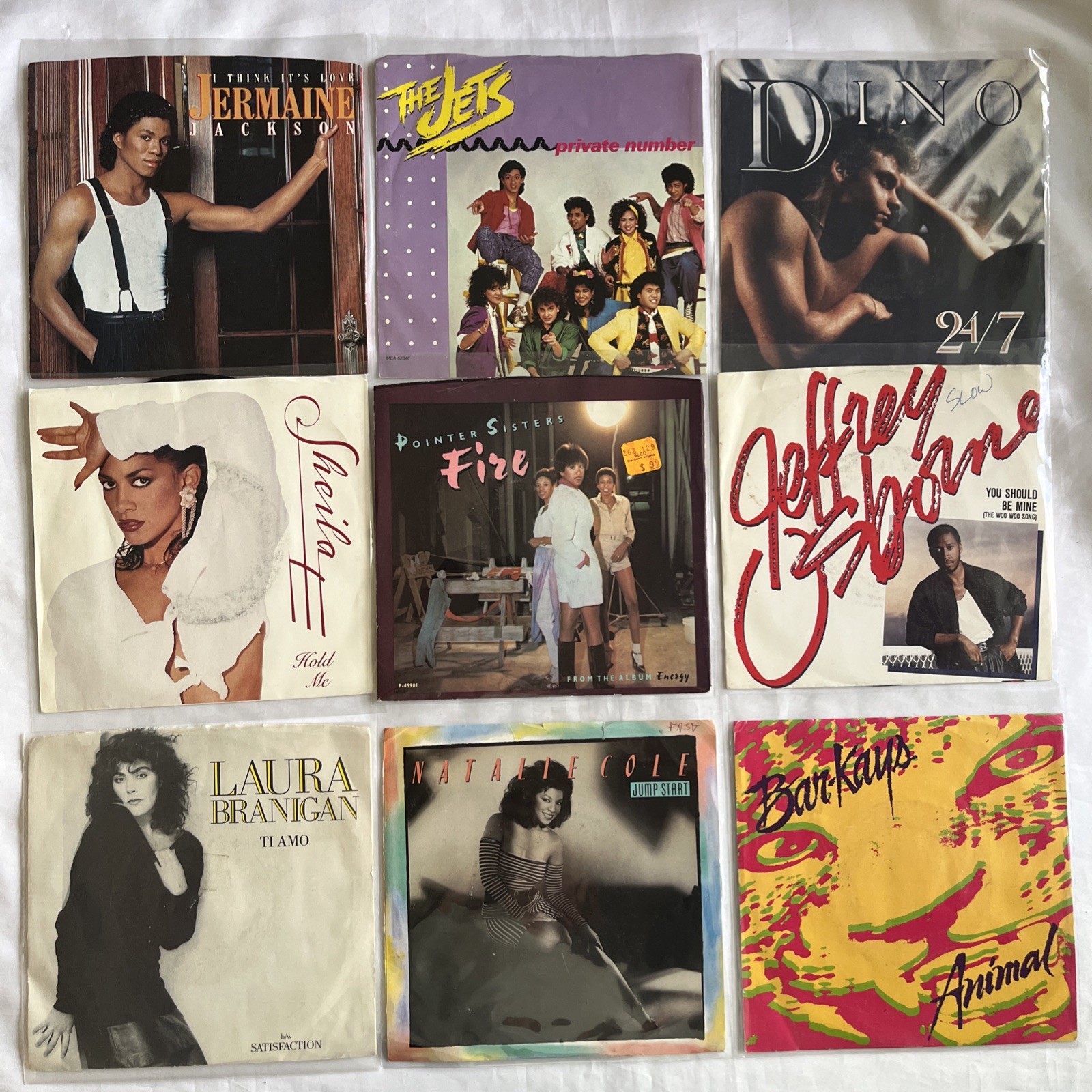 80’s Pop, R&B Vinyl 45rpm Singles w/Pic Sleeves 3 , Bar Kays, The Jets, Sheila E